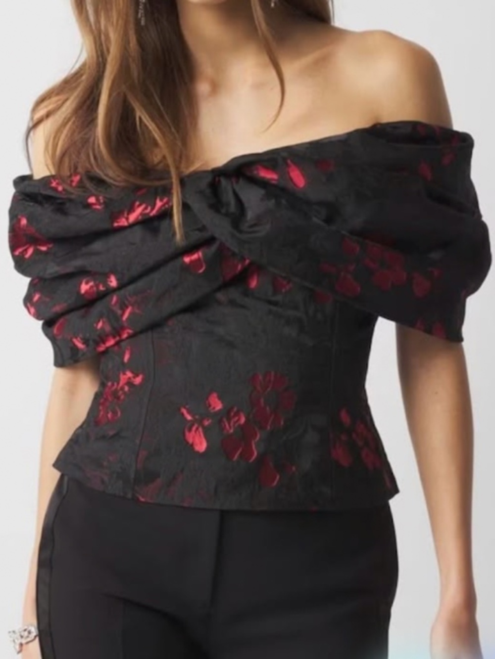 WHBM Indulgent Floral Jacquard Bustier/Off the Shoulder, Size 10